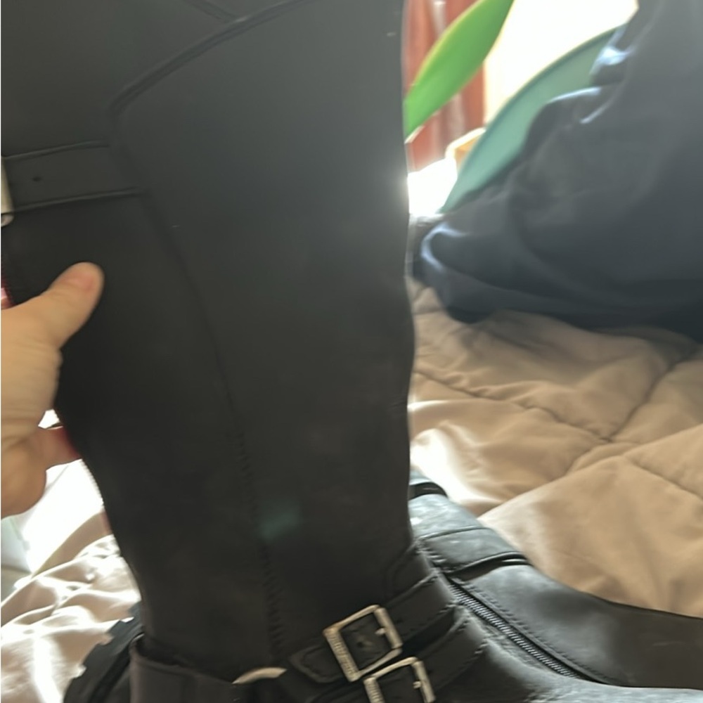 Black Tall Boots with Buckle Detail